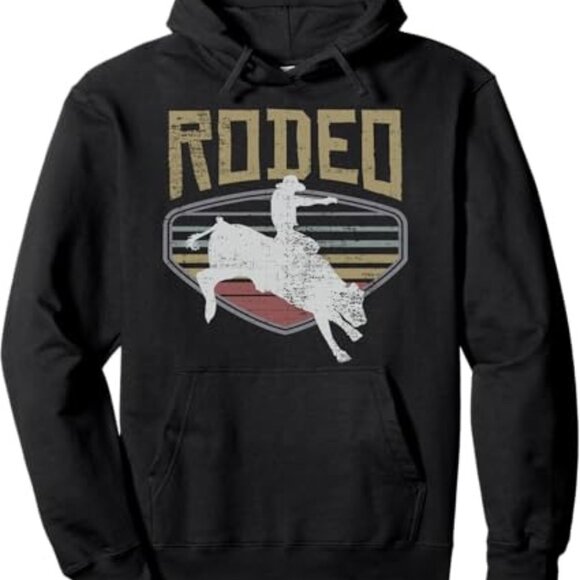 Rodeo Vintage Retro Style Bull Riding Gift T-Shirt Pullover Hoodie - Picture 1 of 1